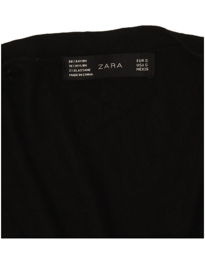 Zara Womens Cardigan Sweater UK 10 Petite Rayonne Noire