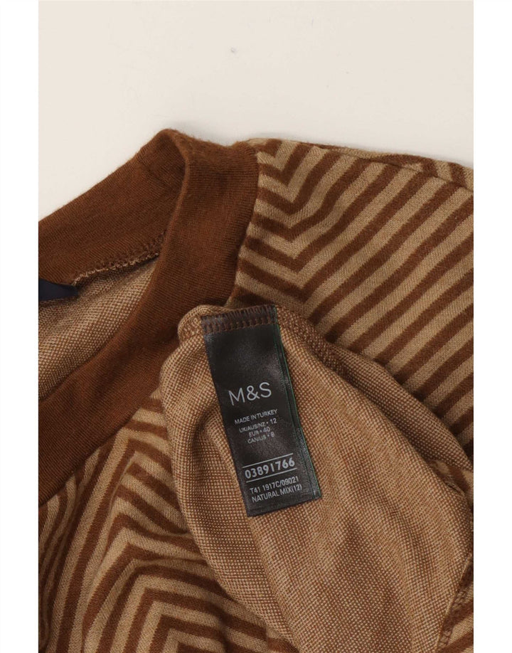 Marks & Spencer Pull à col rond pour femme UK 12 Chevron marron moyen