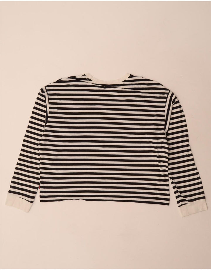 Levi's Haut court graphique à manches longues pour femme UK 10 Petit rayé blanc