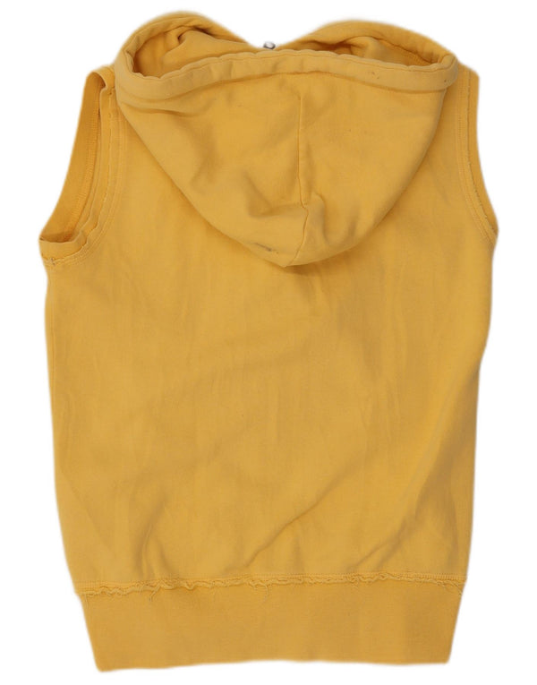 Puma Pull à capuche zippé sans manches graphique pour femme UK 8 Petit coton jaune