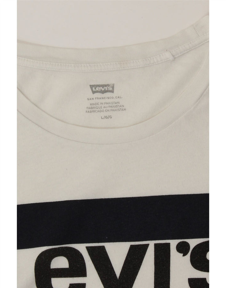 LEVI'S T-shirt graphique pour femme UK 16 Large Blanc