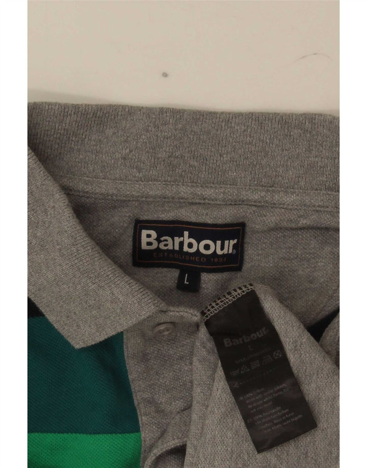 Barbour Polo Homme Grand Gris Colorblock Coton