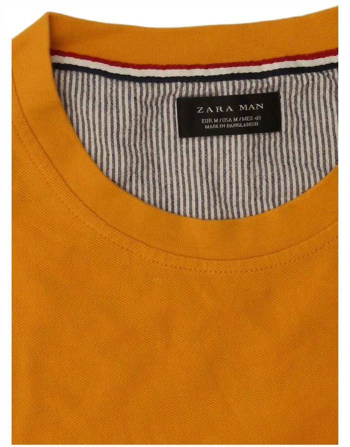 Zara T-Shirt Top Jaune Moyen Homme