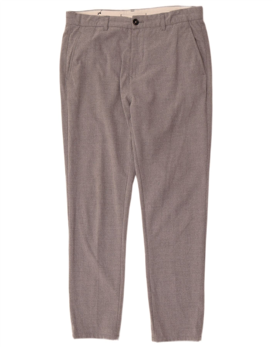 Zara Pantalon Chino Slim Homme EU 42 Large W32 L28 Gris Polyester