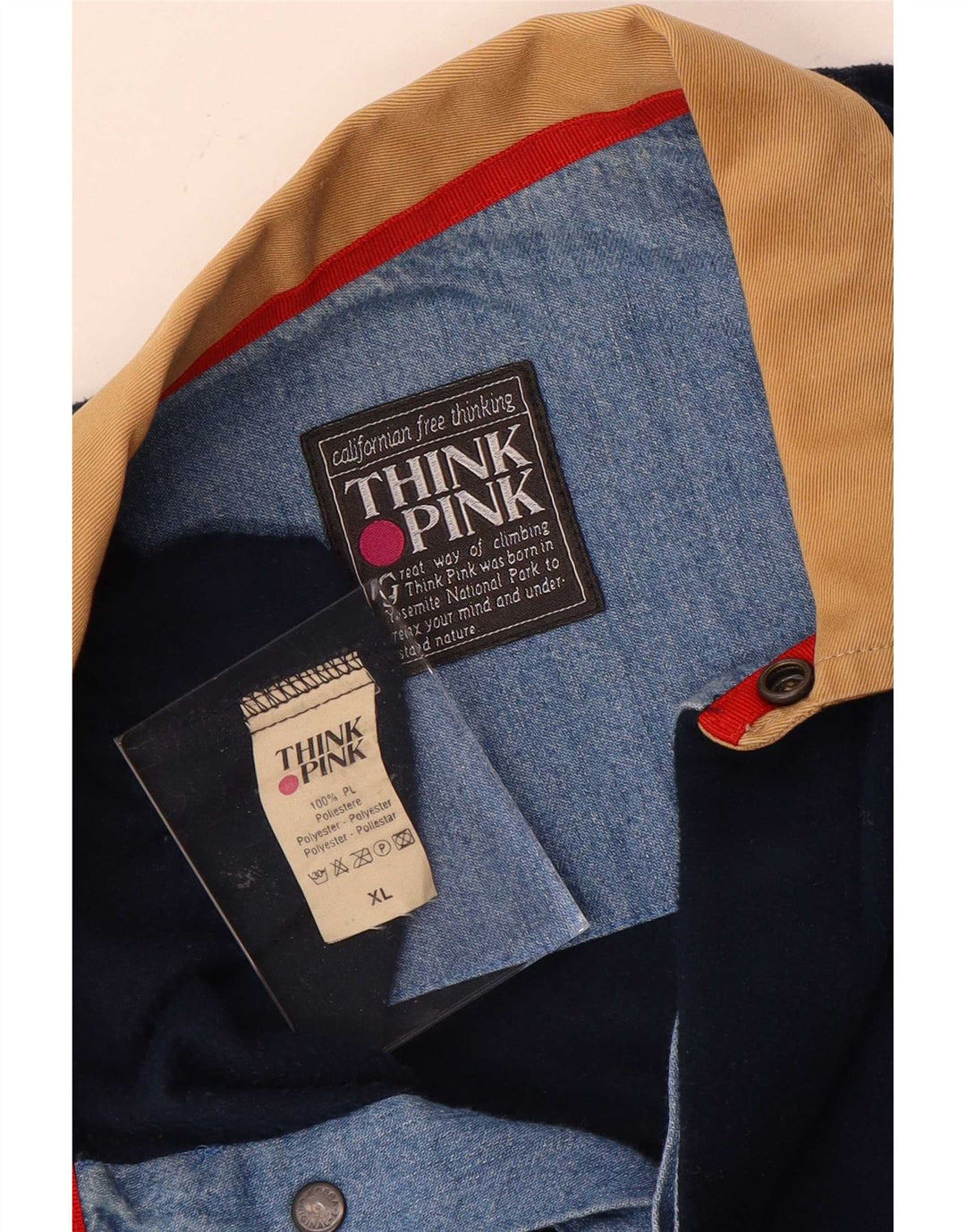 Think Pink Pull Polaire Col Polo Homme XL Bleu Marine Polyester