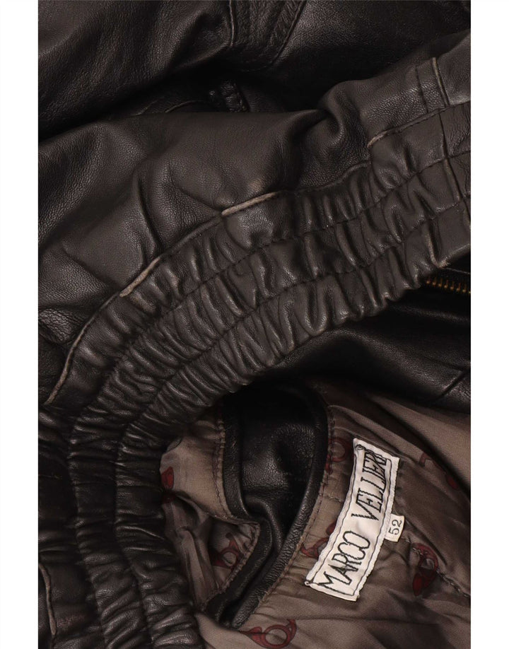veste en cuir bomber homme vintage IT 52 XL Noir