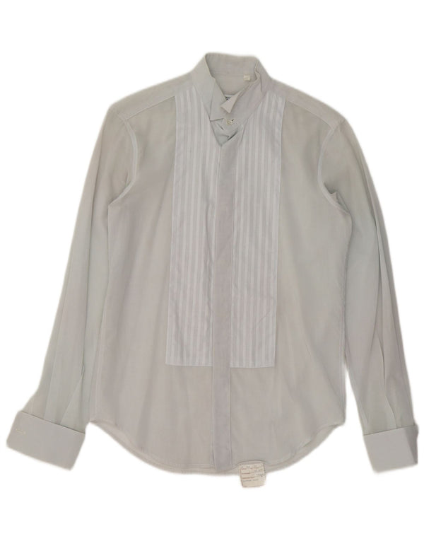 Pal Zileri Chemise formelle pour homme Taille 14 1/2 37 Petit coton rayé bleu