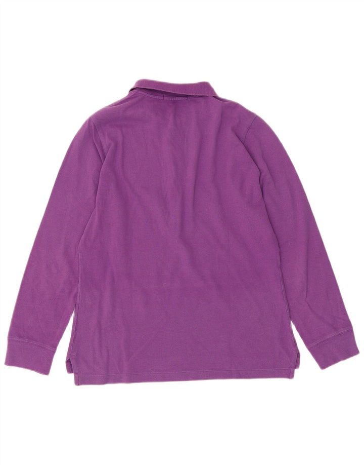 RALPH LAUREN Polo à manches longues pour femme UK 16 Large Violet Coton