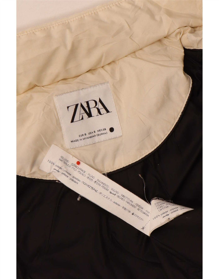 Zara Manteau rembourré pour femme UK 10 Small Polyester blanc cassé
