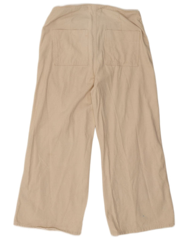 Zara Pantalon court à jambe large pour femme EU 40 Medium W30 L25 Beige