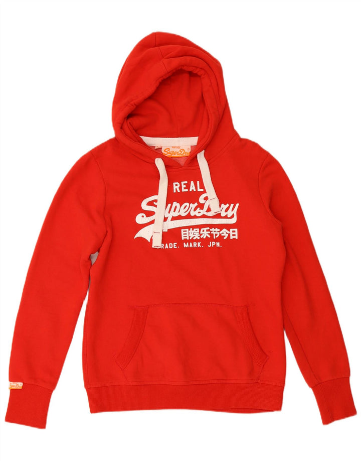SUPERDRY Pull à capuche graphique pour femme UK 16 Large Rouge Coton