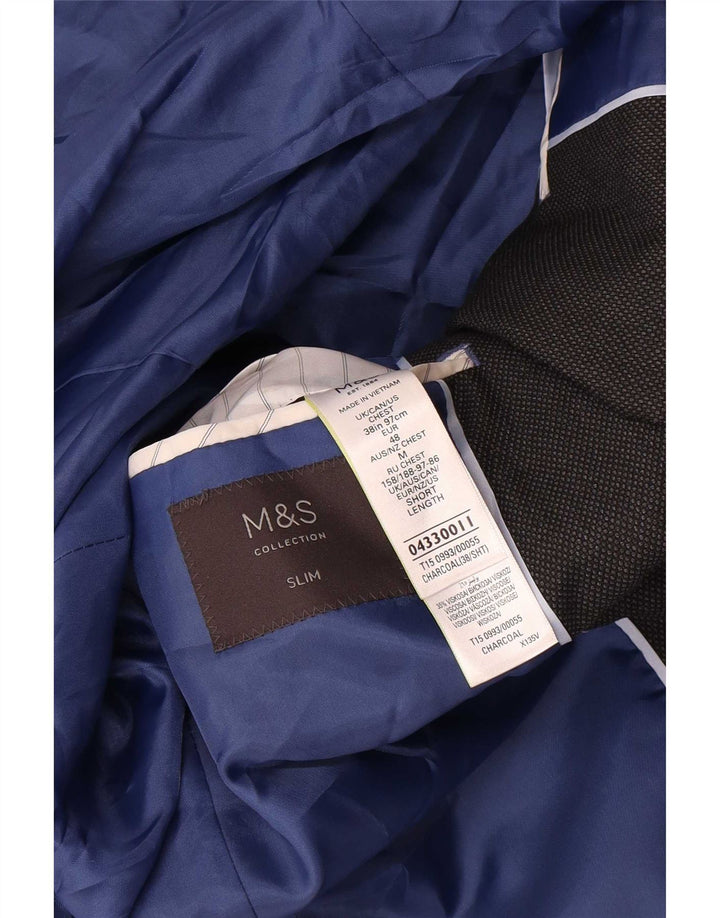 Marks & Spencer Veste blazer slim à 2 boutons pour homme UK 38 laine noire moyenne