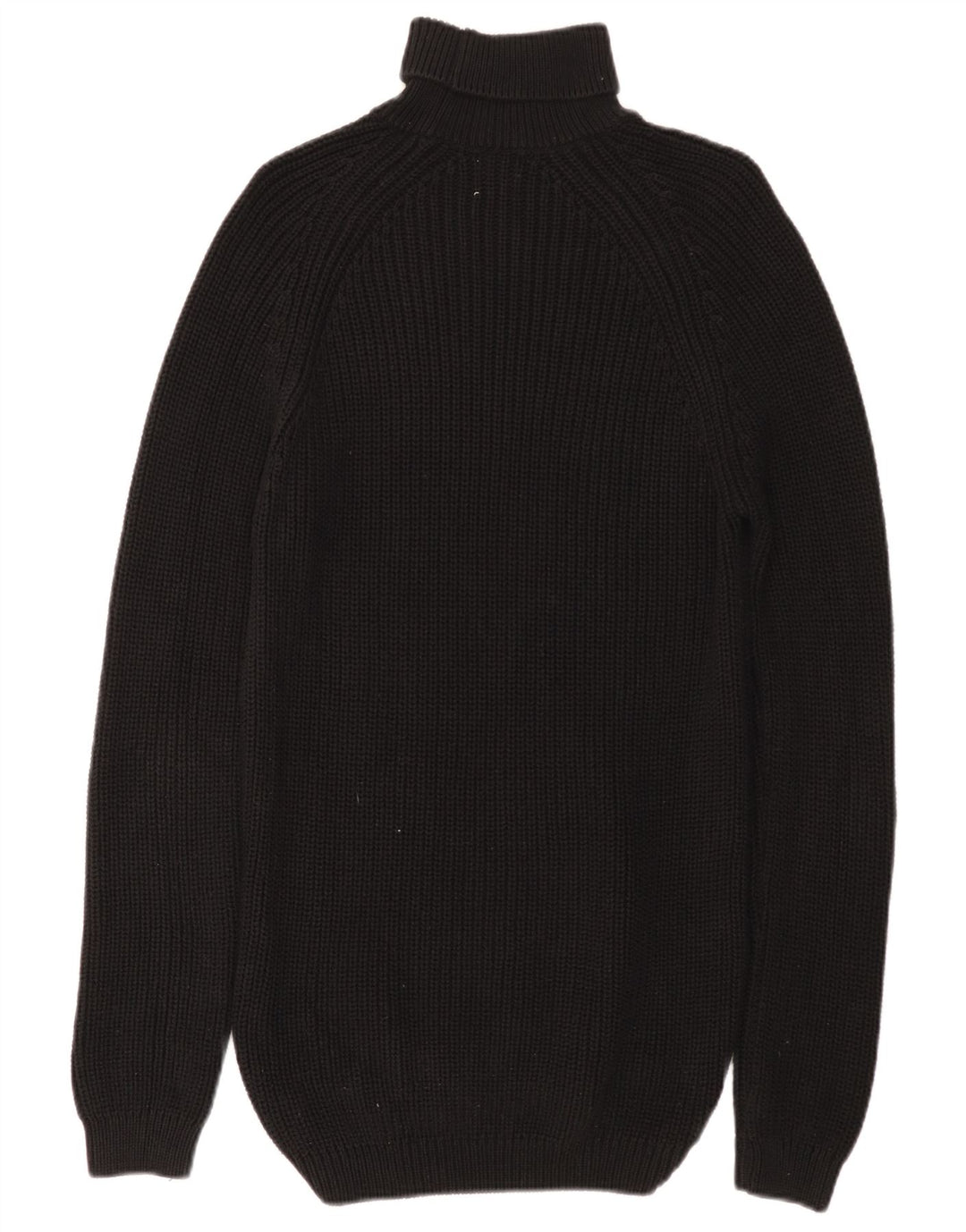 ZARA Pull long à col roulé pour femme UK 14 en coton noir moyen