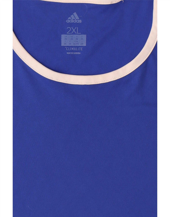 Adidas Climalite T-Shirt Top 2XL Bleu Colorblock Polyester