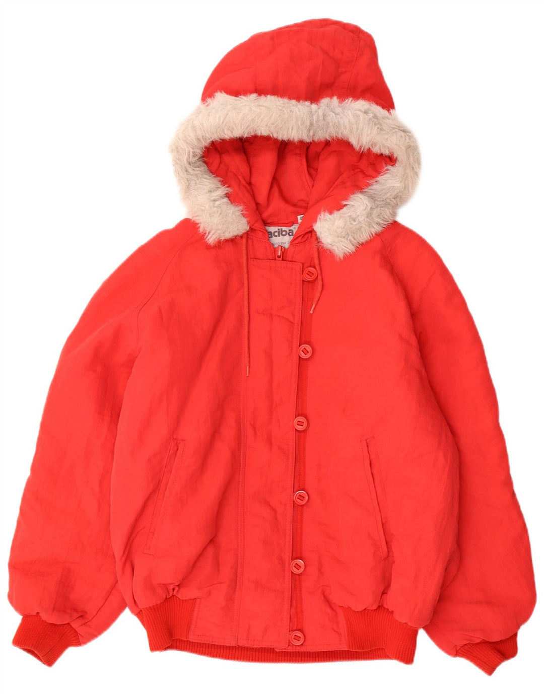 Faciba Veste matelassée surdimensionnée à capuche pour femme EU 42 Large Rouge Polyamide
