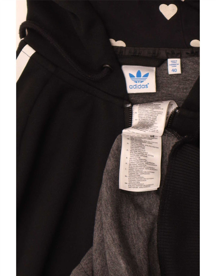 Adidas Pull à capuche zippé graphique pour femme IT 40 Petit Noir Polyester