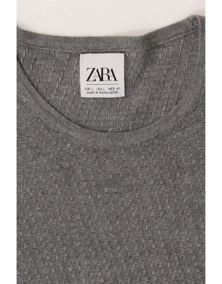 Zara Pull ras du cou pour homme, grand gris
