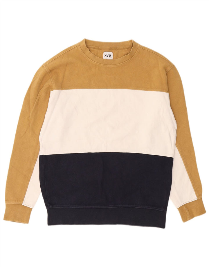 Zara Homme Sweatshirt Jumper Medium Multicolore Colourblock Coton