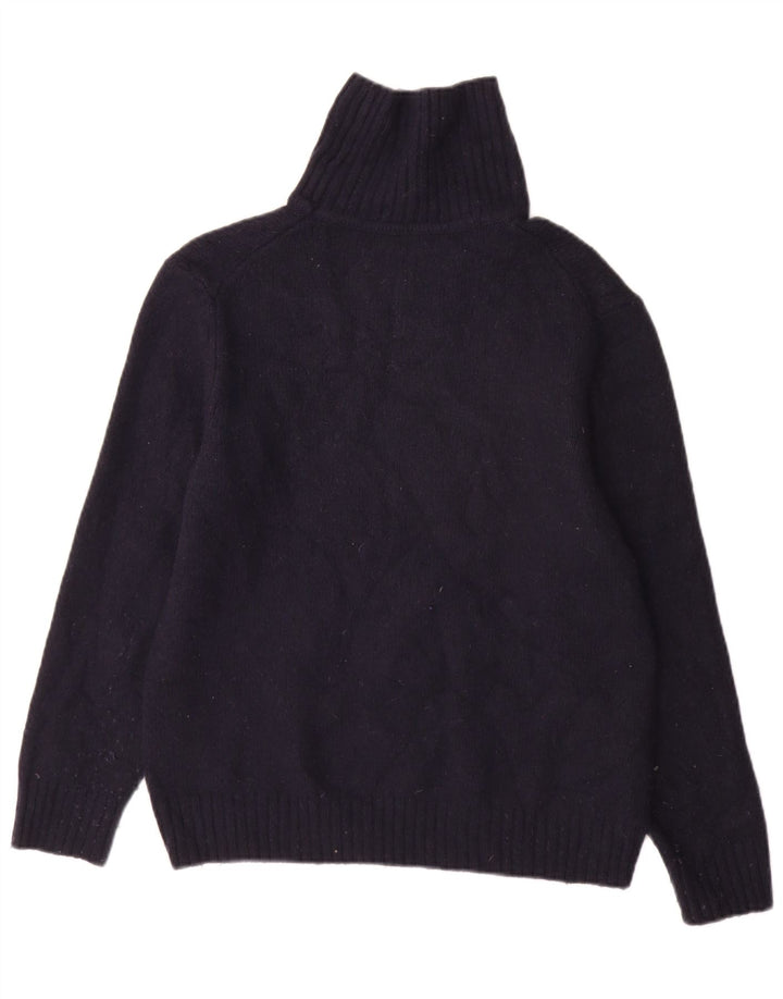 Zara Pull col roulé pour homme en laine bleu marine Large