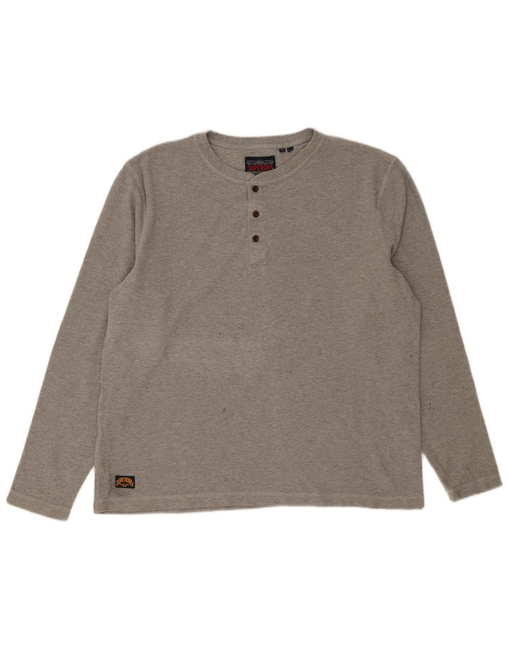 Superdry Haut à manches longues pour homme 2XL Gris Coton