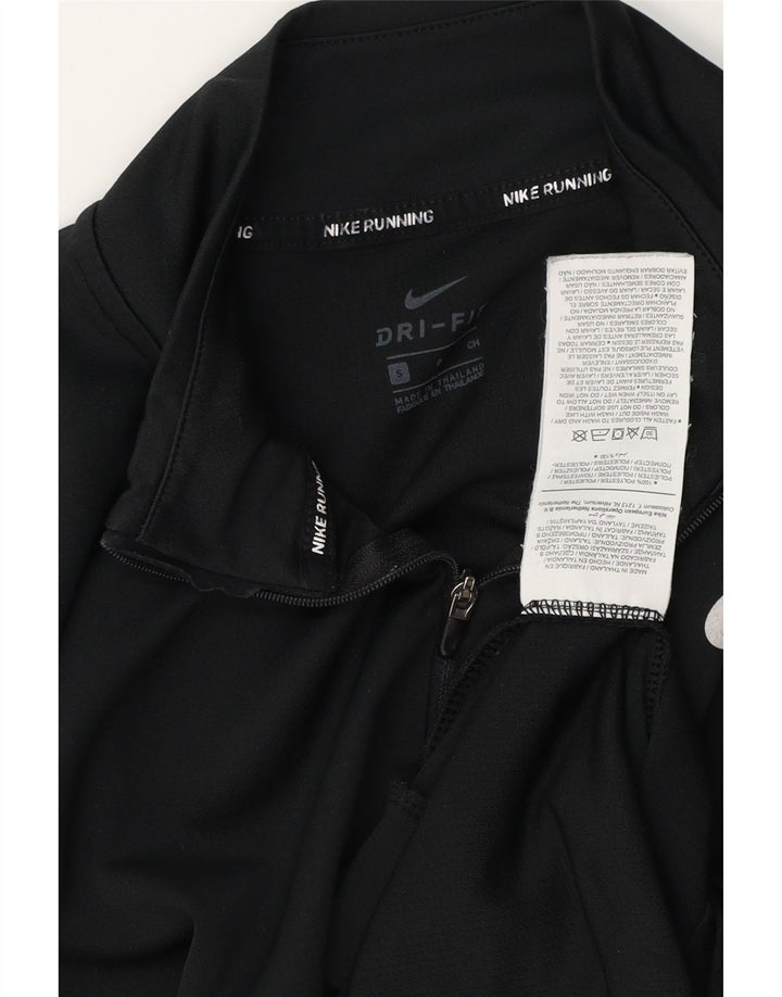 NIKE Haut de survêtement Dri Fit à col zippé pour femme UK 10 Small Noir