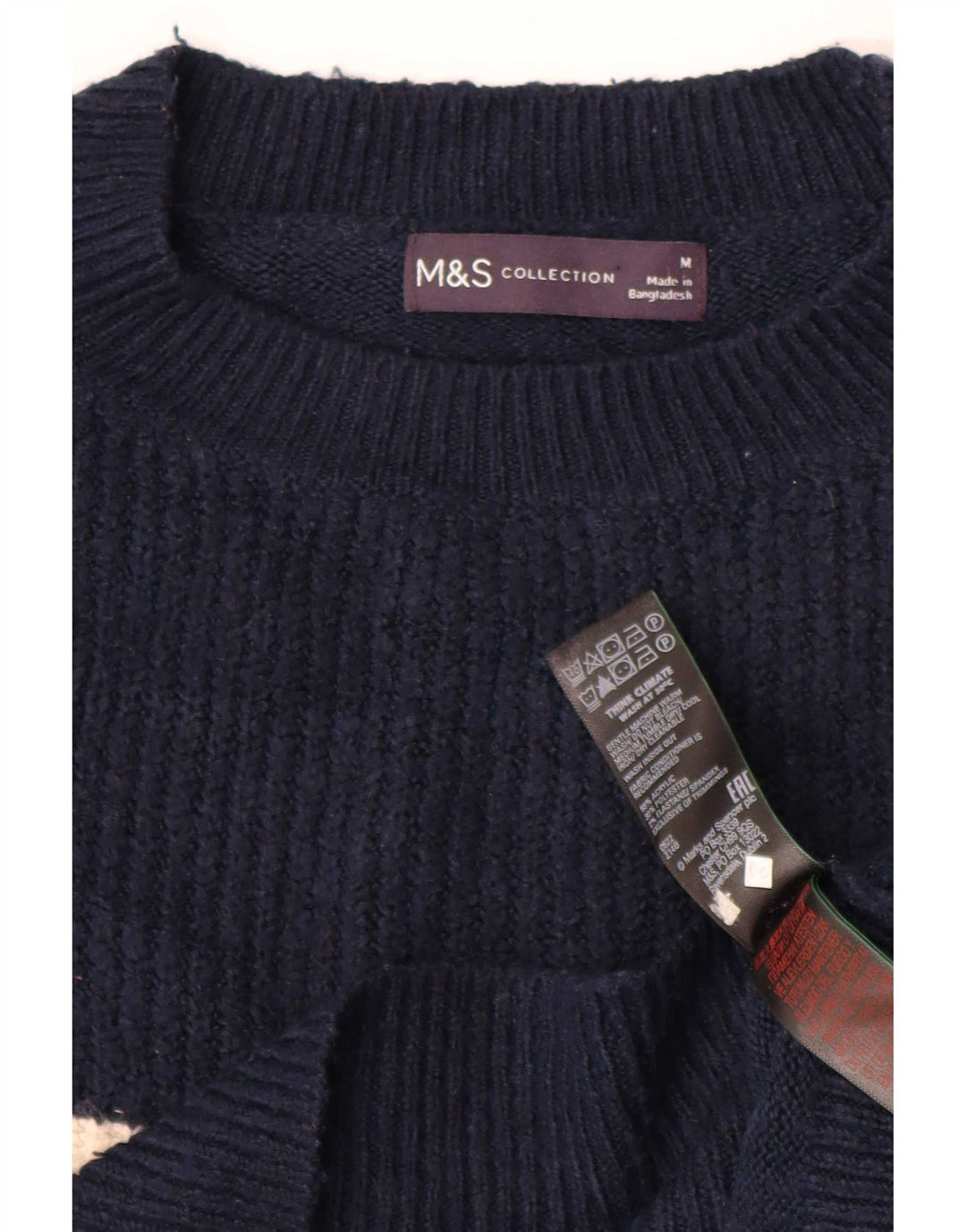 Marks & Spencer Pull à col rond pour femme UK 14 Bleu marine moyen