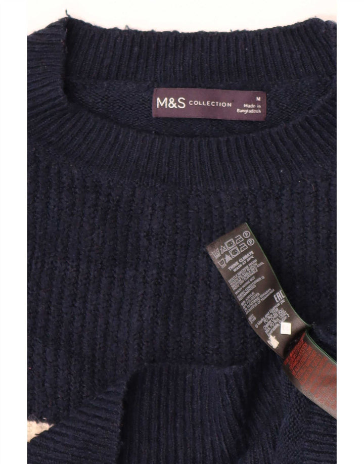 Marks & Spencer Pull à col rond pour femme UK 14 Bleu marine moyen