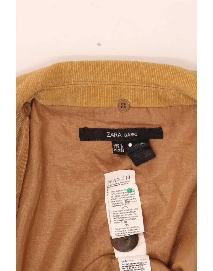Zara Veste blazer en velours côtelé à 2 boutons pour femme UK 10 Petit coton beige