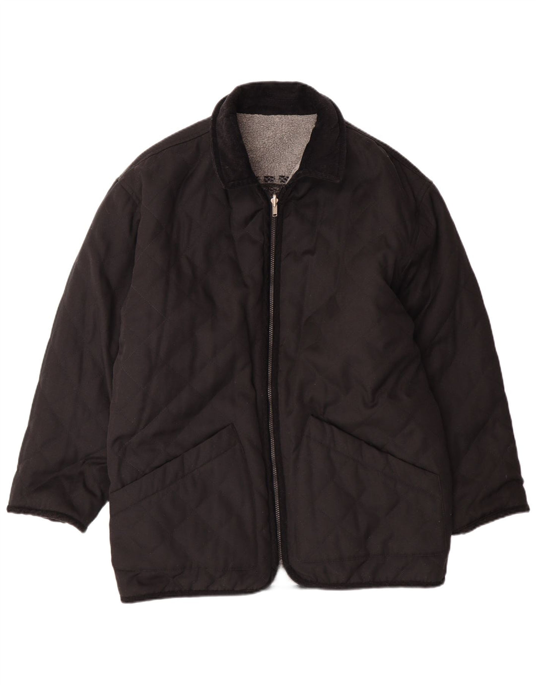 VINTAGE Veste polaire réversible graphique pour homme UK 38 Gris moyen Fair Isle