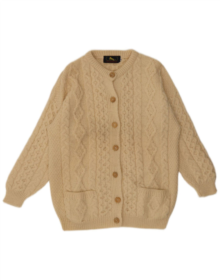 vintage Femme Cardigan Pull UK 14 Beige Moyen