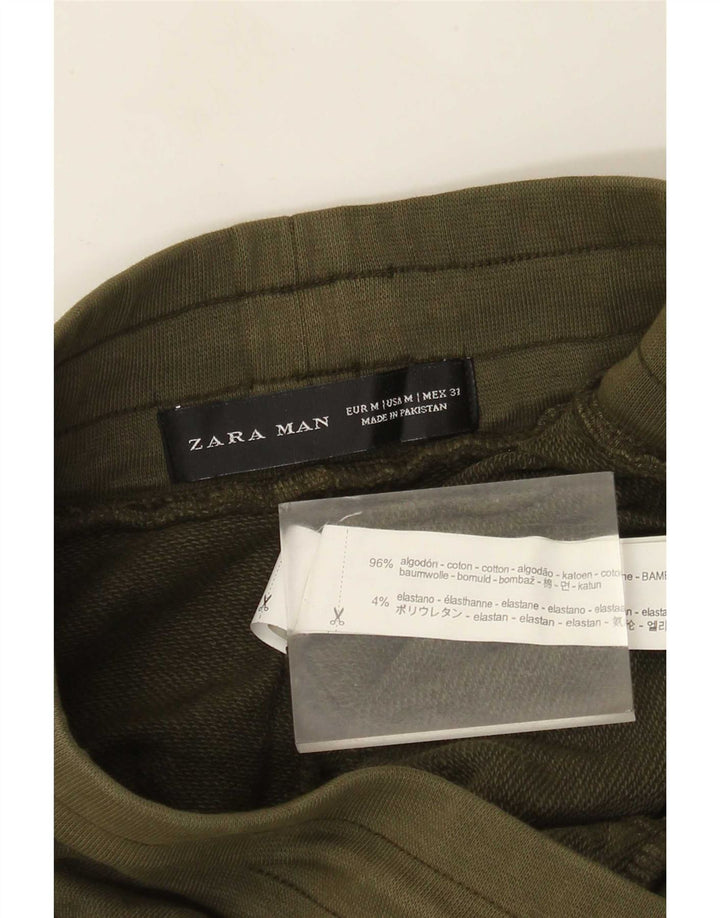 Zara Pantalon de survêtement pour homme en coton kaki moyen