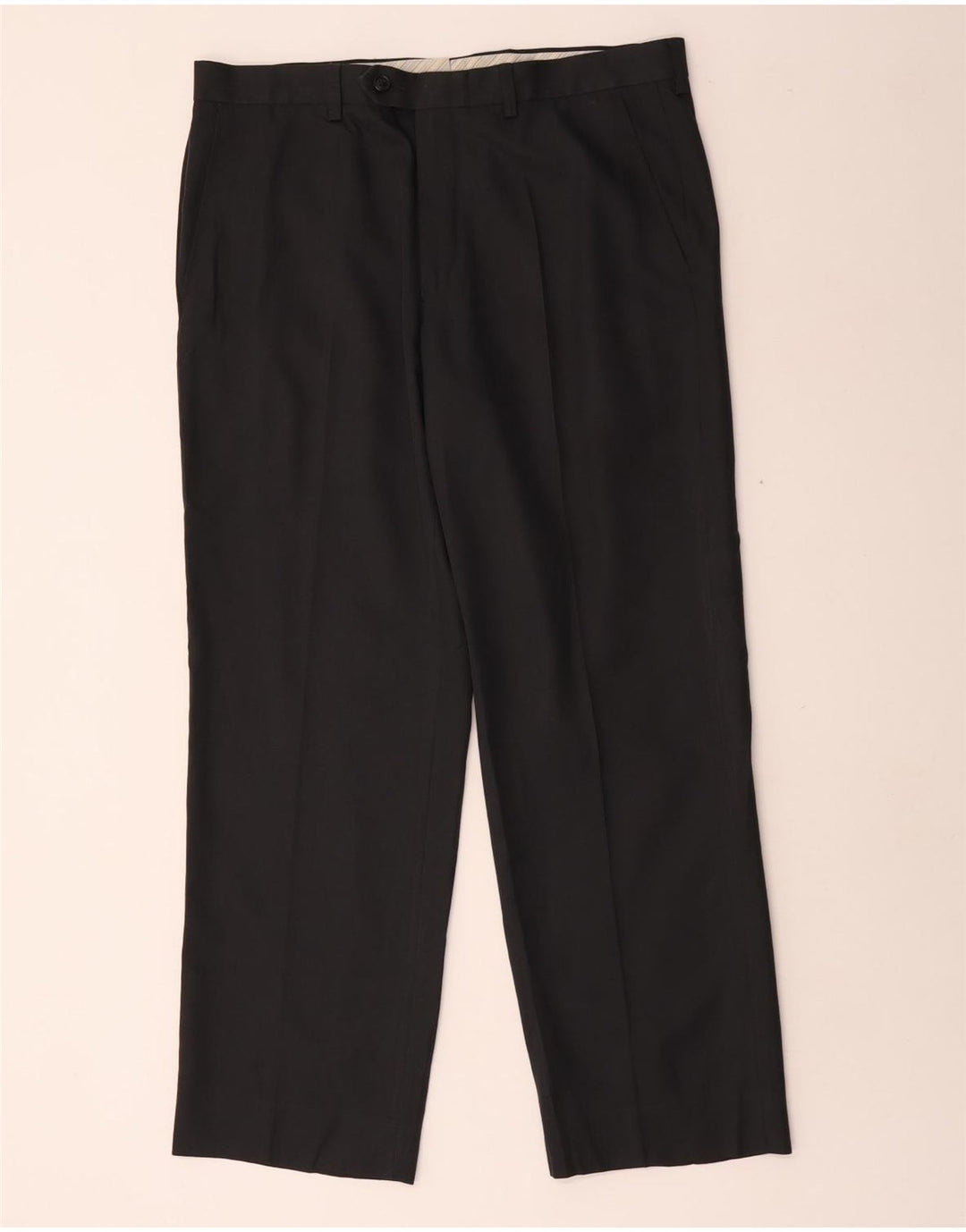 Marks & Spencer Pantalon de Costume Droit Homme W34 L29 Gris Polyester