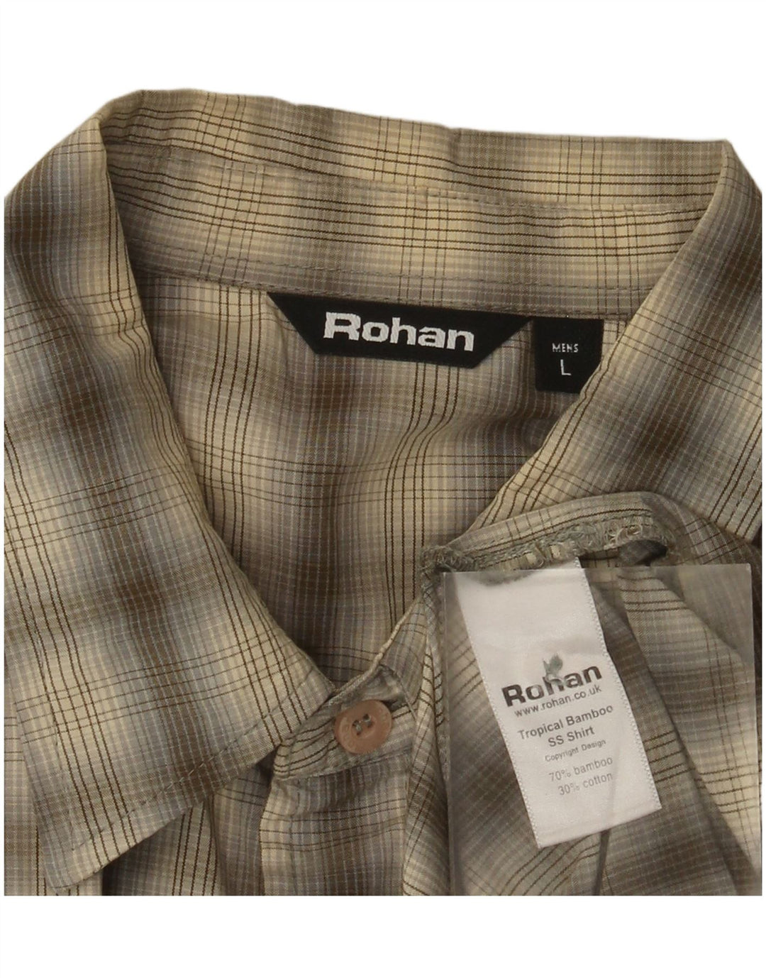 Rohan Chemise à manches courtes pour homme en coton à carreaux kaki