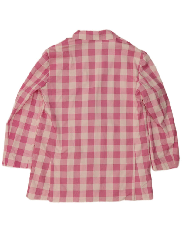 ZARA Womens 2 Button Blazer Jacket UK 16 Large Pink Gingham