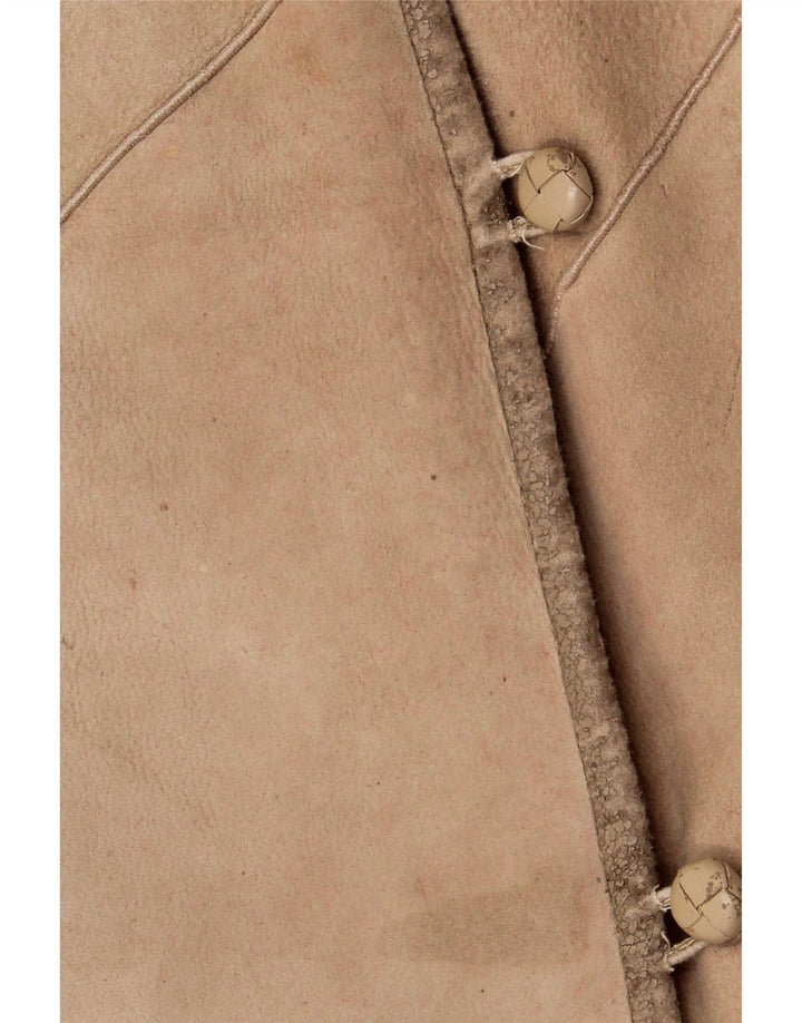 VINTAGE Manteau en peau de mouton pour femme IT 46 Grand mouton en peau de mouton beige