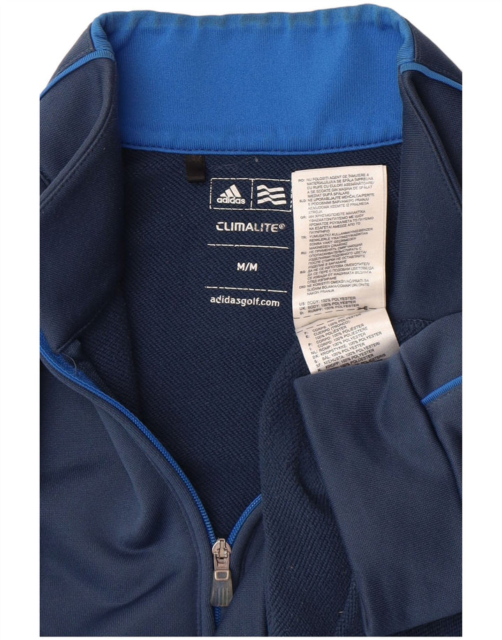 Adidas Homme Climalite Zip Neck Pull Survêtement Haut Bleu Moyen Polyester