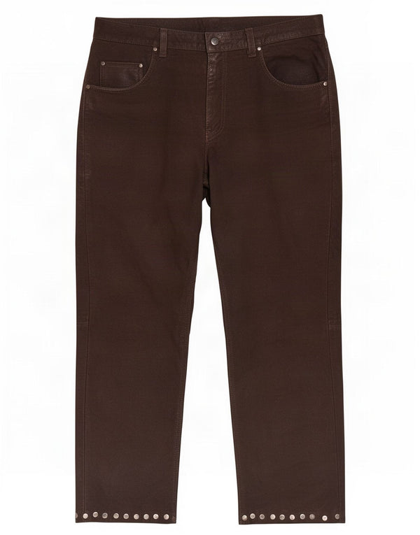 Pantalon droit en cuir Vintage pour hommes W38 L29 marron