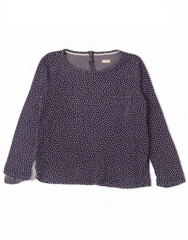 Fat Face Haut à motif abstrait à manches longues pour femme UK 16 Large Bleu marine