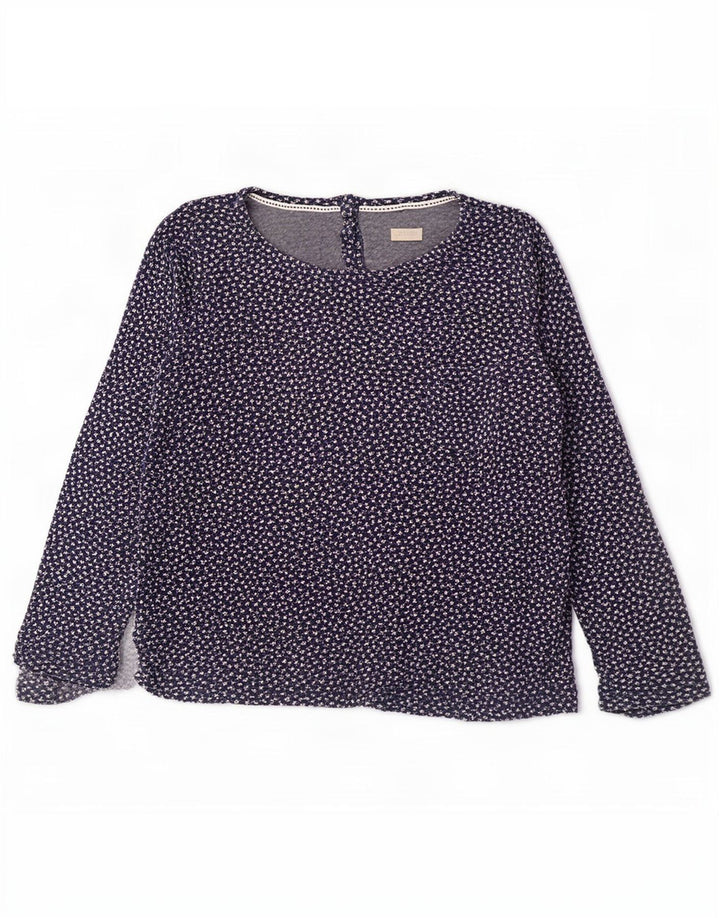 Fat Face Haut à motif abstrait à manches longues pour femme UK 16 Large Bleu marine