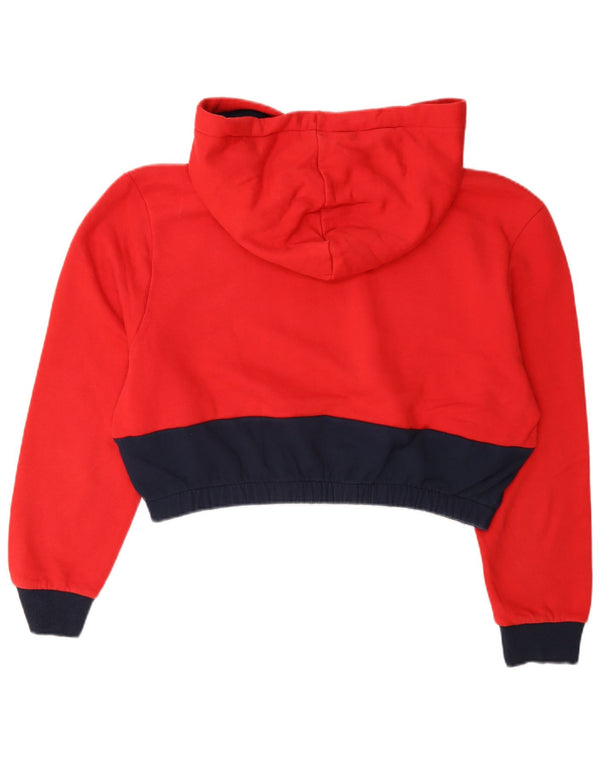 Fila Pull à capuche Crop Graphic pour femme UK 18 XL Rouge Colourblock
