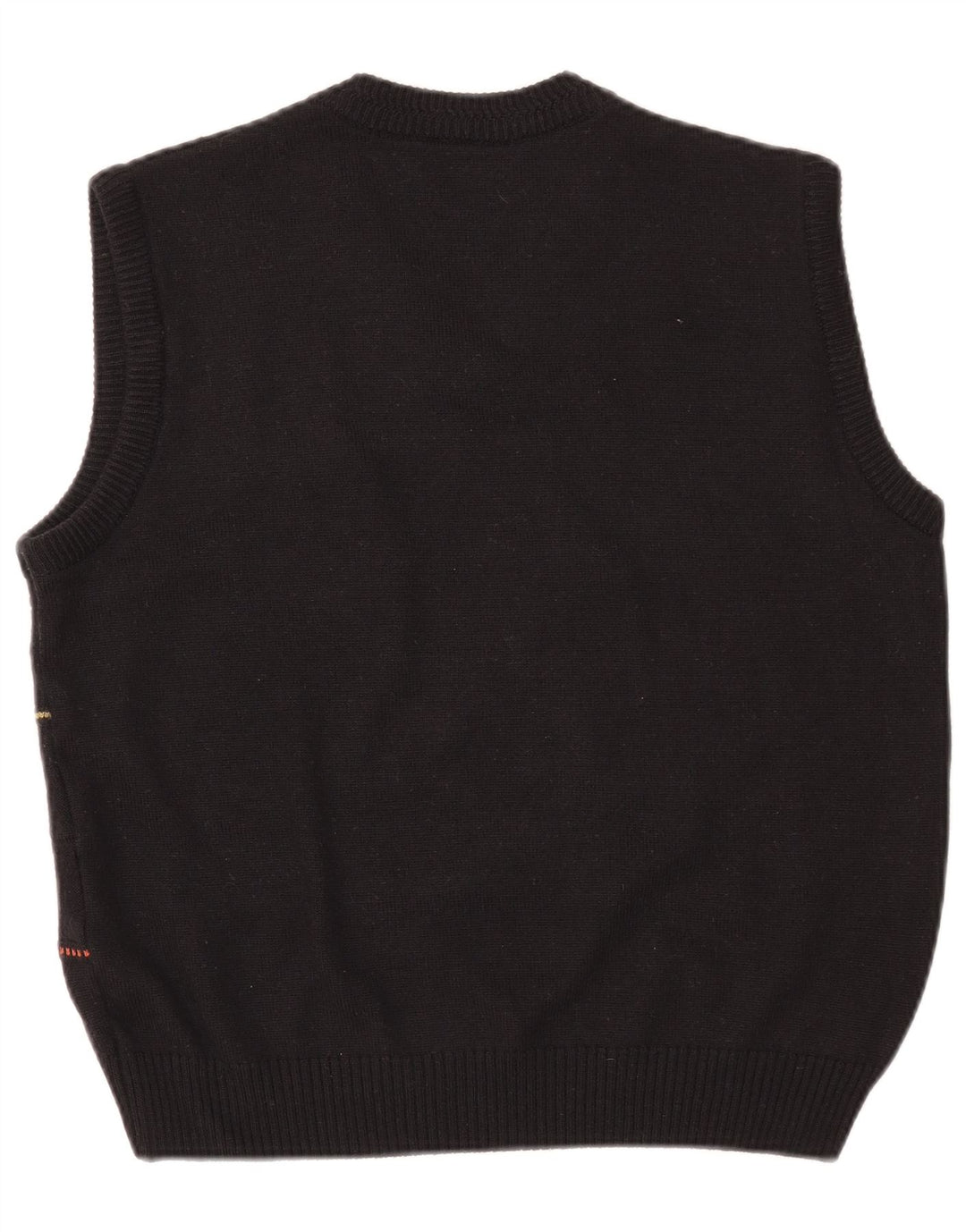 VINTAGE Femme Gilet Débardeur UK 14 Grande Laine Rayée Noire