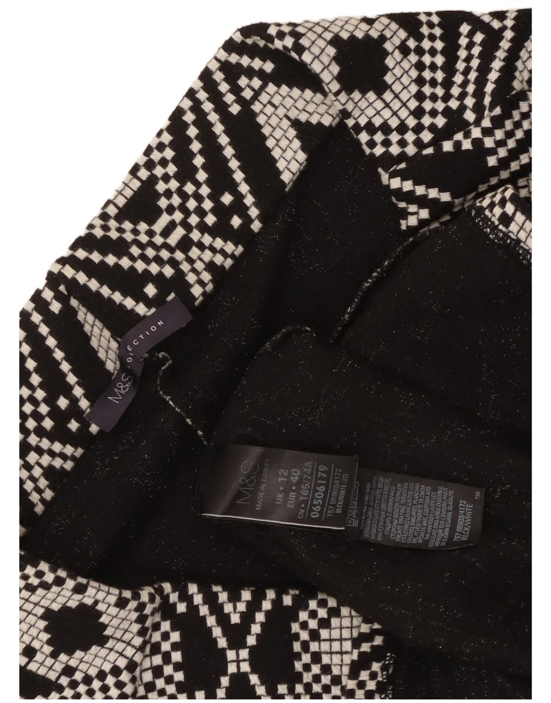 Marks & Spencer Jupe crayon pour femme UK 12 Medium W30 Noir Géométrique