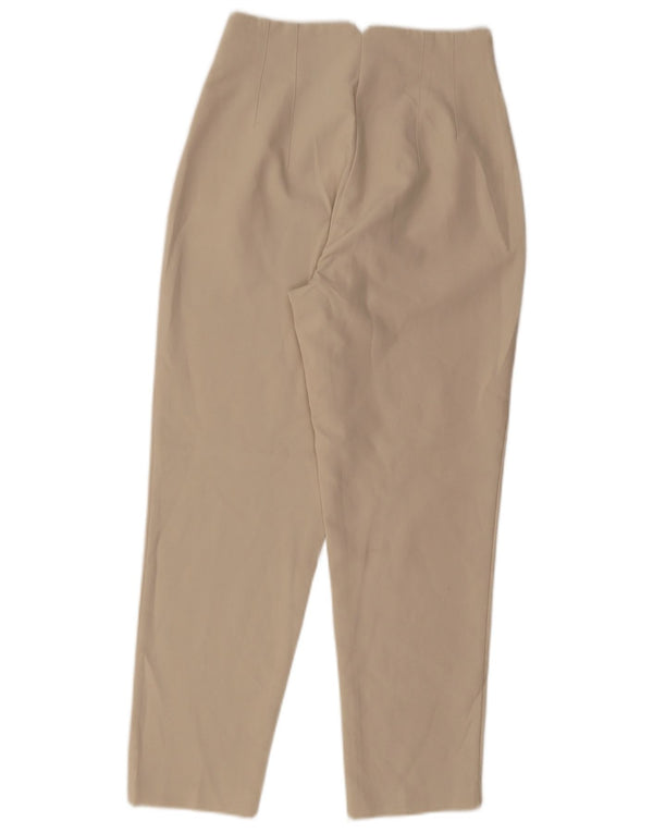 Zara Pantalon court fuselé taille haute pour femme Small W26 L26 Beige