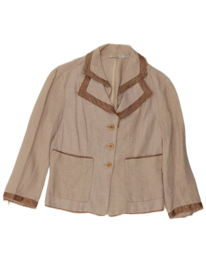 Pinko Veste Blazer 3 Boutons Femme UK 8 Petit Coton Beige