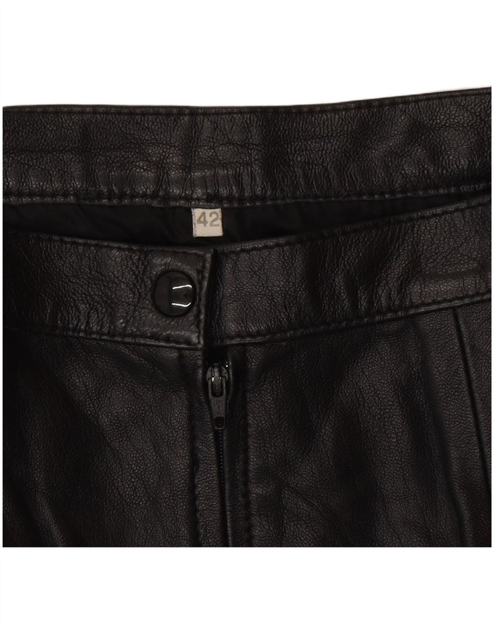 jupe en cuir femme vintage IT 42 Medium W26 Noir
