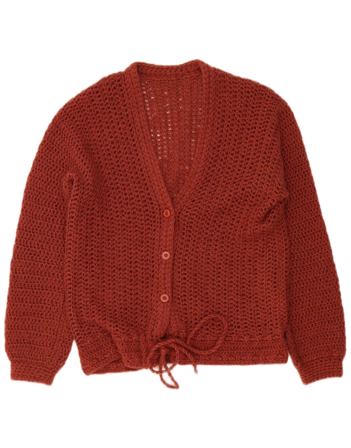 vintage Femme Cardigan Pull UK 16 Grand Brun