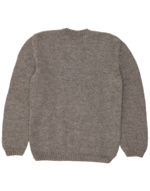Pull vintage à col rond pour homme Gris moyen