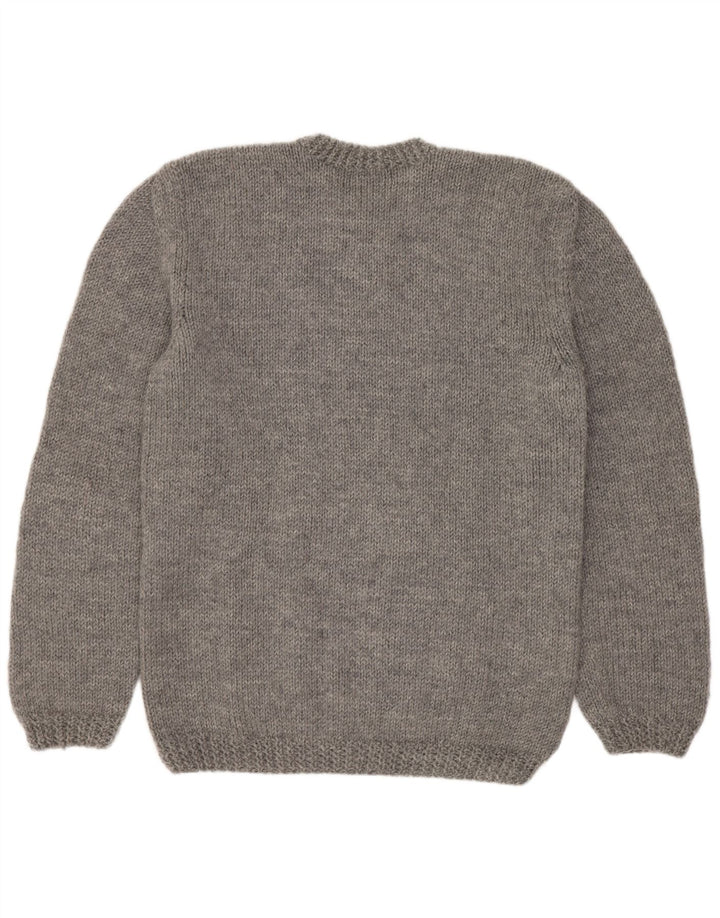 Pull vintage à col rond pour homme Gris moyen