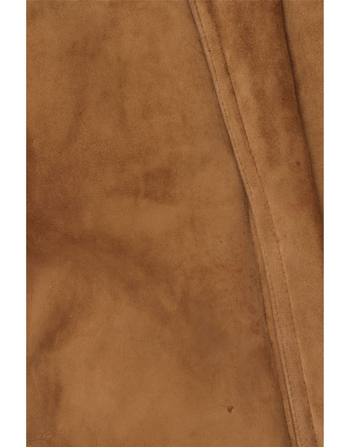 Veste Shearling Homme Vintage IT 52 XL Cuir Marron