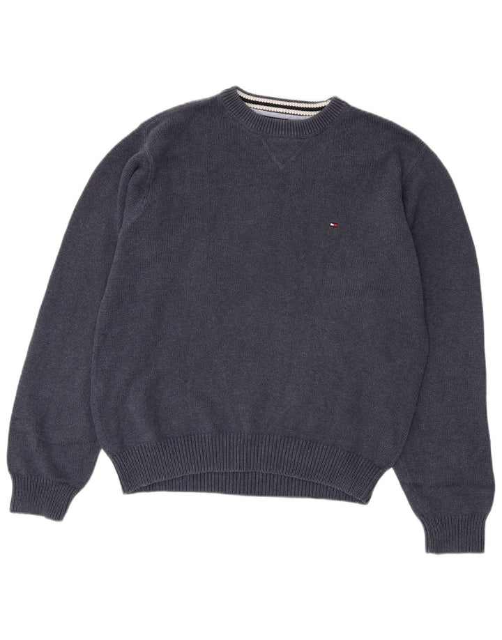 TOMMY HILFIGER Pull Col Ras du Cou Homme Bleu Marine Moyen Coton